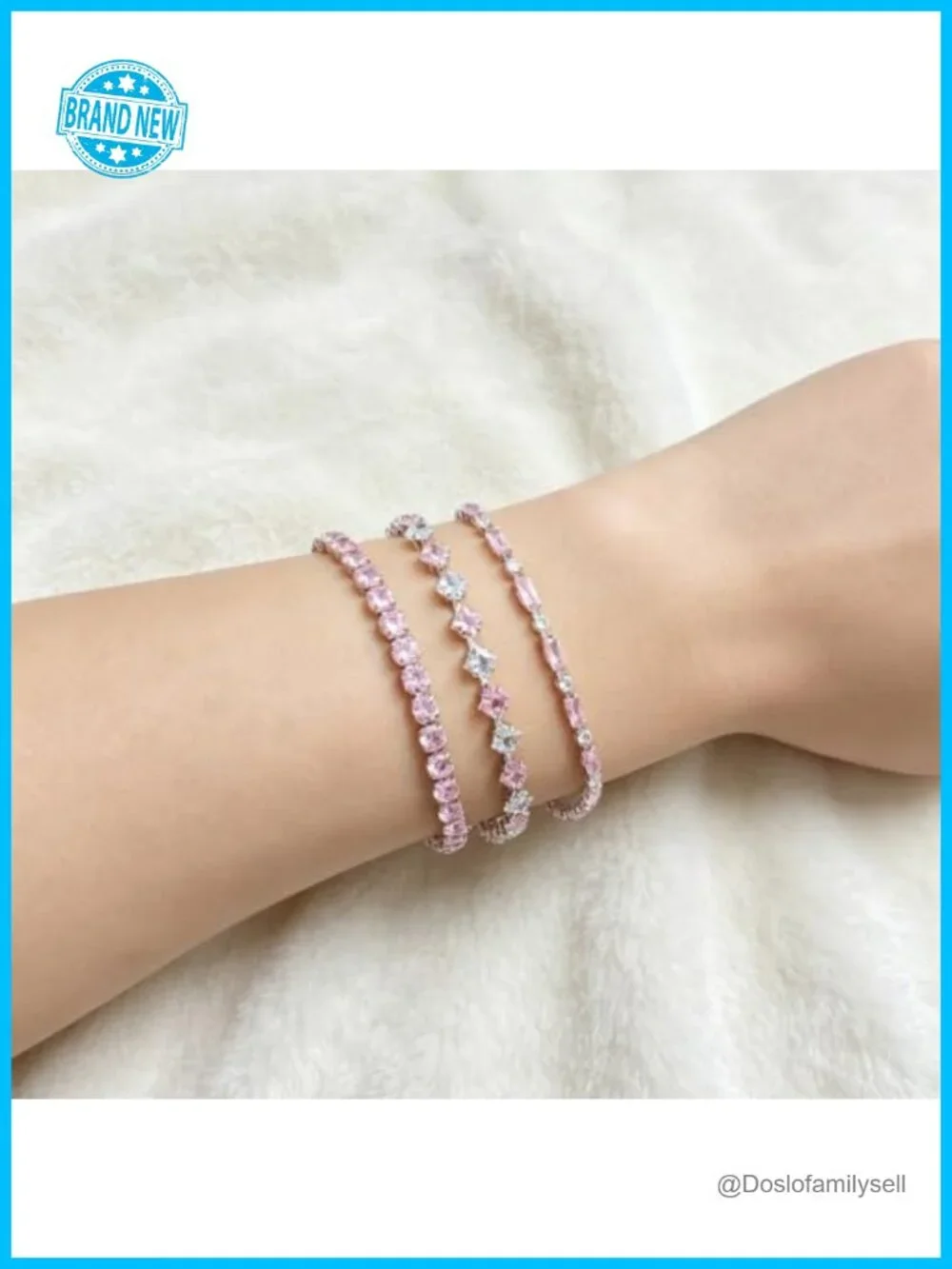 3 Pcs 14K Gold Plated Tennis Bracelet Stackable with Colorful CZ
